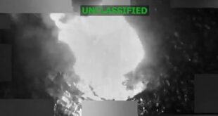 A small craft burns after being hit by a missile strike in the Eastern Pacific (Southern Command)