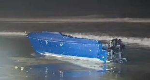 The capsized panga after its recovery (CBP)