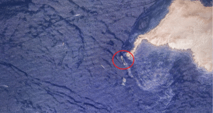 The wreck of the Caroline Bezengi, October 8 (Sentinel-2 / CJRC)