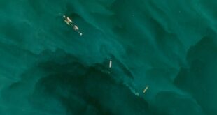 Tankers at the loading terminal southeast of Al-Faw, October 25 (Copernicus / Sentinel-2)
